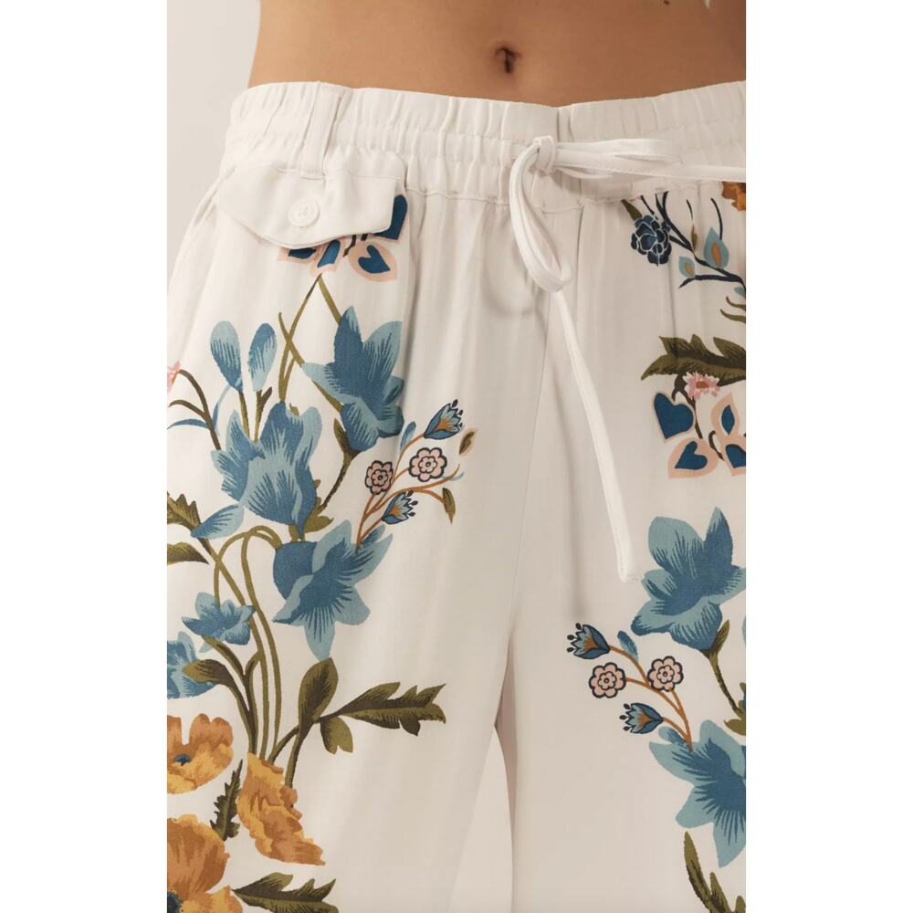 Anthropologie Floral Print Pull-On Wide Leg Drawstring Pants Size XS NWT - Picture 3 of 15